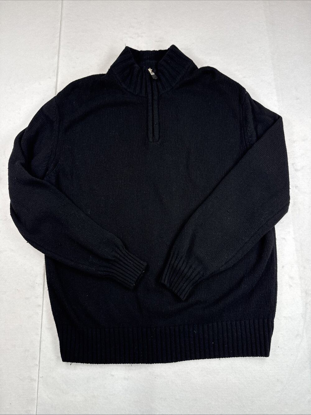 Giorgiolini Made in Italy 1/4 Zip Sweater Wool Cashmere Blend Black Mens Medium